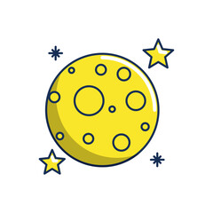 Vector image of a moon and stars icon on a white background
