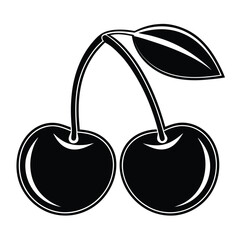Cherry fruit icon, Cherry silhouette vector