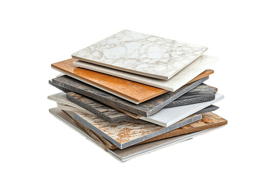 Smooth tiles arranged in a pile Isolated on white background or PNG background .