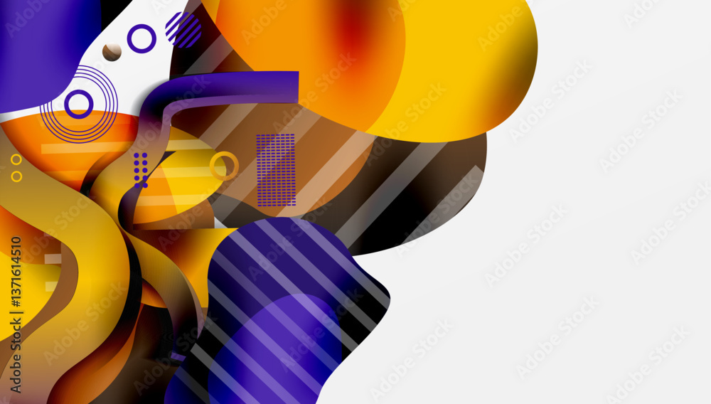 Poster abstract liquid shapes and lines background