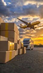 Global trade logistics: export shipment, import delivery, parcel transport, cargo distribution, international freight, worldwide service, global exchange, goods movement, trade network.