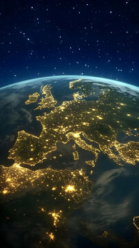 Photo of Earth at Night Showing Europe Lit By City Lights And