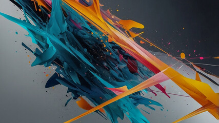  Abstract dynamic splash of colorful fluid motion art