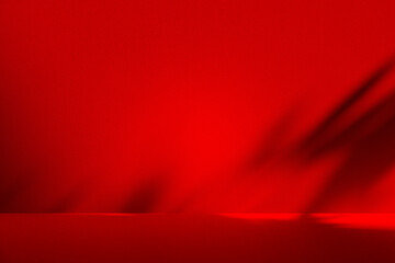 Wall interior background, studio and backdrops show products.with shadow from window color Red background for text insertion and presentation product	