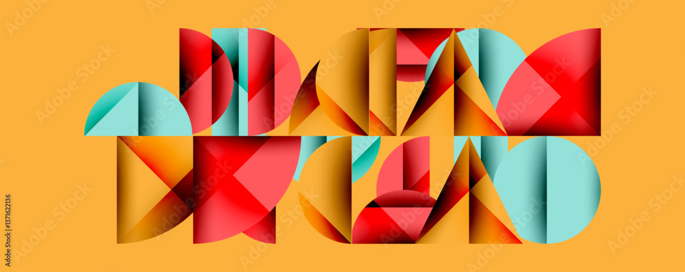 Poster minimal geometric abstract background. circle square and triangle design