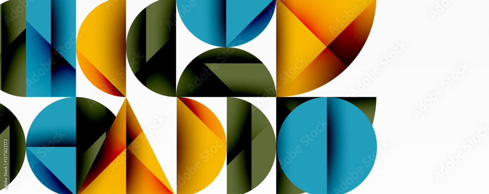 Wall mural minimal geometric abstract background. circle square and triangle design