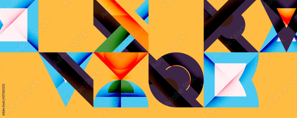 Poster Minimal geometric abstract background. Circle square and triangle design