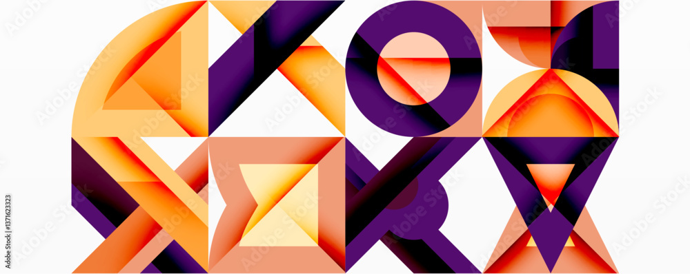 Poster Minimal geometric abstract background. Circle square and triangle design