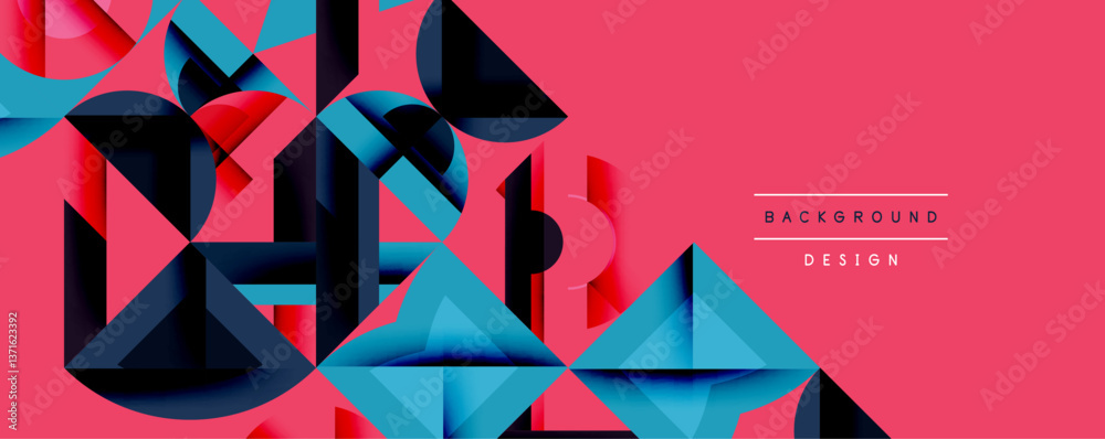 Fototapete Minimal geometric abstract background. Circle square and triangle design