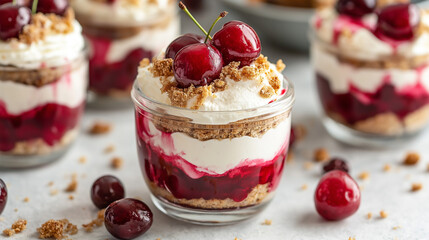 Decadent Cherry Cheesecake Parfait in a Glass