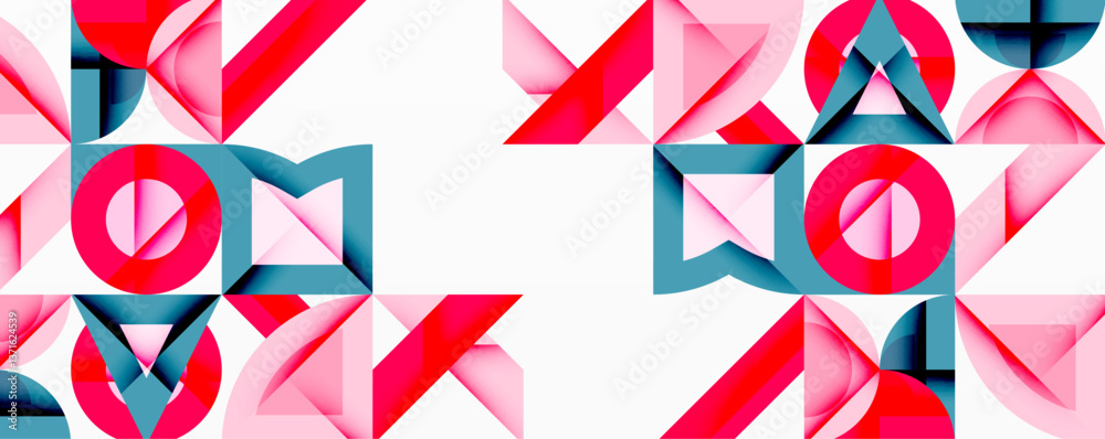 Aufkleber Minimal geometric abstract background. Circle square and triangle design