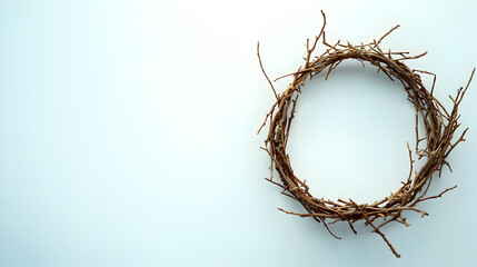 Fototapeta premium Good Friday Representation: Crown of Thorns on Neutral Background