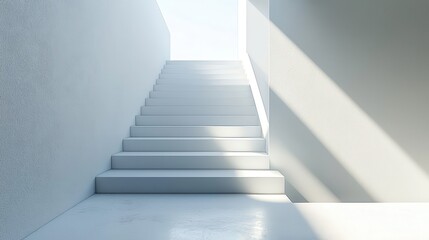 Minimalist White Stairs in a Bright, Modern Interior Space.