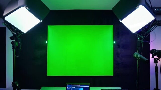 Plain green chroma key background with subtle lighting for use in visual effects and video editing compositions