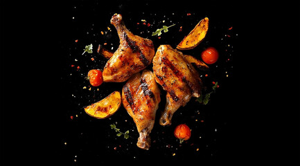 Delicious Grilled Chicken Quarters with Roasted Potatoes and Tomatoes