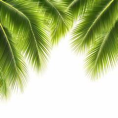 Realistic Photo of Green Palm Leaves on White Background Illustration