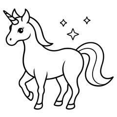 Obraz premium Magical fun unicorn line art coloring page spark