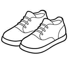 Black line art of a  Shoe for kids coloring book 