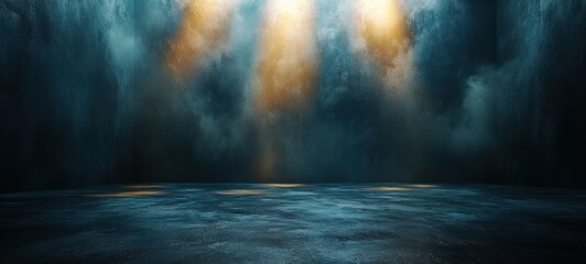 Naklejka premium Dark Studio Background with Textured Concrete Floor for Product Display and Interior Decoration