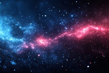 Naklejka premium Galaxy-inspired abstract blue and pink space particles in motion