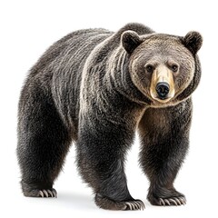 Fototapeta premium A majestic brown bear stands majestically against a pure white background showing incredible detail in its fur and powerful stance.
