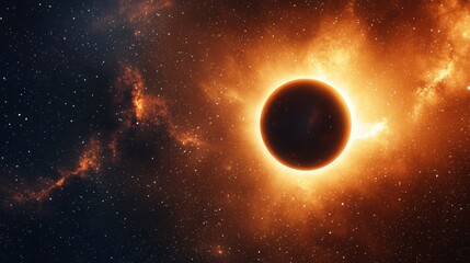 Naklejka premium Solar eclipse with star backdrop.