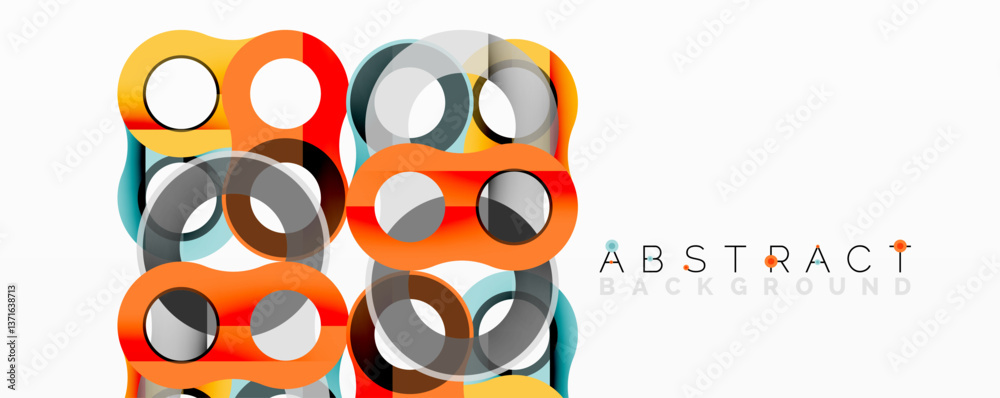 Aufkleber Abstract geometric pattern with interlocking circular and tubular shapes featuring smooth gradients, sharp contrasts, and dynamic layering