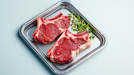 Preparing juicy ribeye steaks kitchen counter food photography modern close-up culinary art
