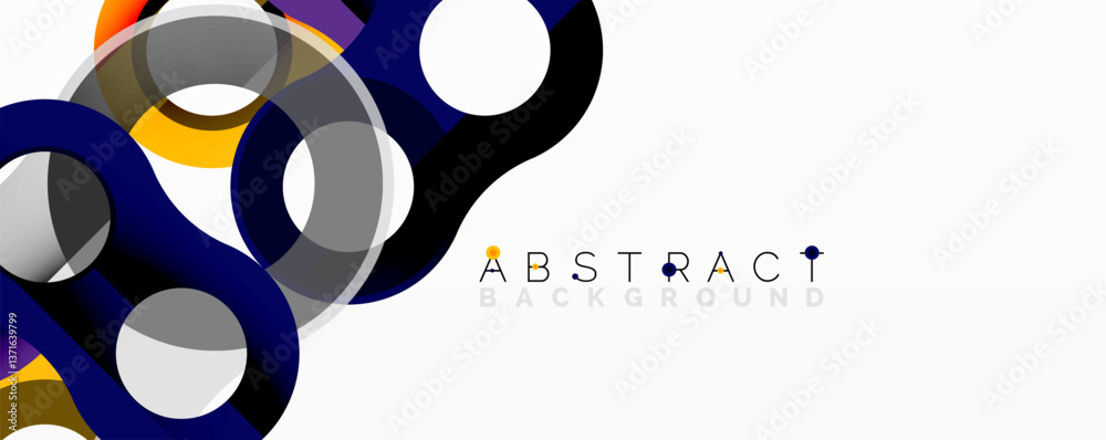 Aufkleber Abstract circle element composition with overlapping circular and tubular shapes featuring smooth gradients, transparency effects, and dynamic layering