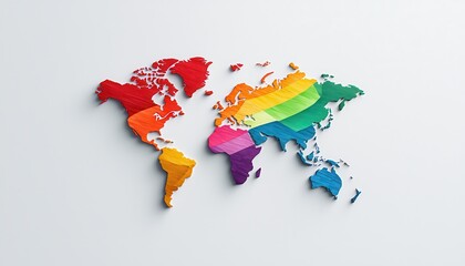 Colorful World Map: A vibrant representation of global diversity and connection. Continents united by color.