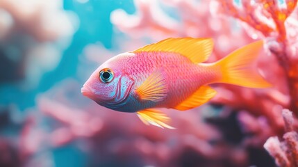 Naklejka premium Vibrant Pink Fish in Coral Reef