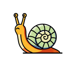 Vector illustration of a snail with a colorful and playful design.
