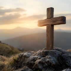 cross on the top of mountain
