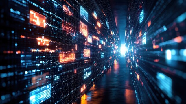 Digital Content CG Animation Cyberpunk Data Streams High-Tech Aesthetic