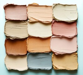 Makeup Foundation Swatches Colourful Brown Cream Textures Isolated on White Background