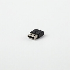 Black USB flash drive isolated on white background. Close-up.