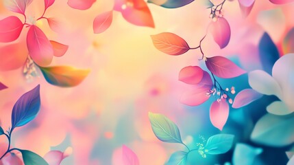 Obraz premium Pastel Leaves: Dreamy Floral Background