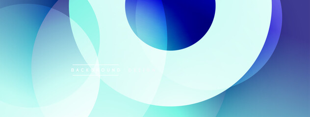 Layered circular shapes in vivid colors form a gradient-rich abstract design with smooth transitions, depth effects, and a modern, futuristic aesthetic