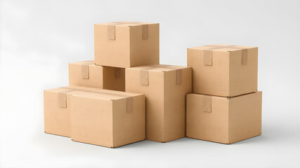 Cardboard package, cardboard, pyramid, mockup, 3D render illustration