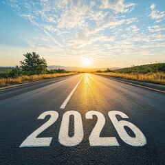 An endless highway leading to "2026," symbolizing a fresh start, career growth and the road to success in business, marketing and entrepreneurship.
