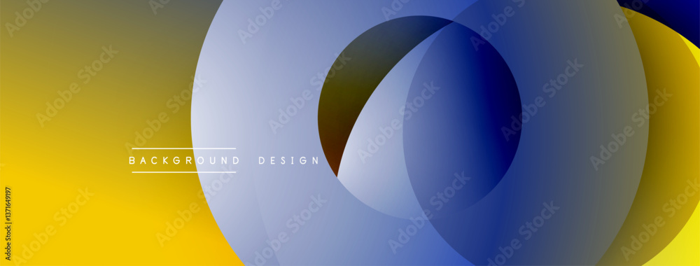 Poster Background design with overlapping circular shapes, featuring smooth gradients and soft lighting effects, creating a dynamic abstract composition