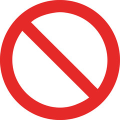 prohibited sign icon with red circle and diagonal line, symbolizing restriction, ban, or no entry, vector illustration representing prohibition and limitations in simple design