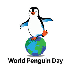 Cute Penguin Standing on Earth World Penguin Day Celebration
