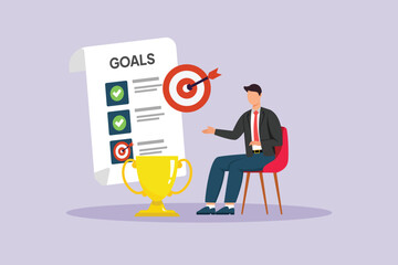 Self focused objectives. Personal Goals Concept. Colored flat vector illustration isolated