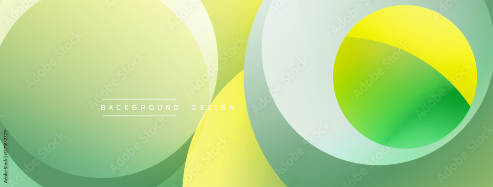 Fototapete Background design with overlapping circular shapes, featuring smooth gradients and soft lighting effects, creating a dynamic abstract composition