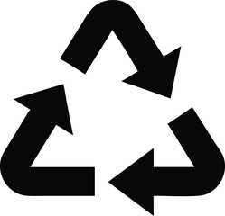 recycling symbol with black arrows in a triangle, eco-friendly and sustainability concept, representing waste management, environment, and green initiatives in a simple vector design

