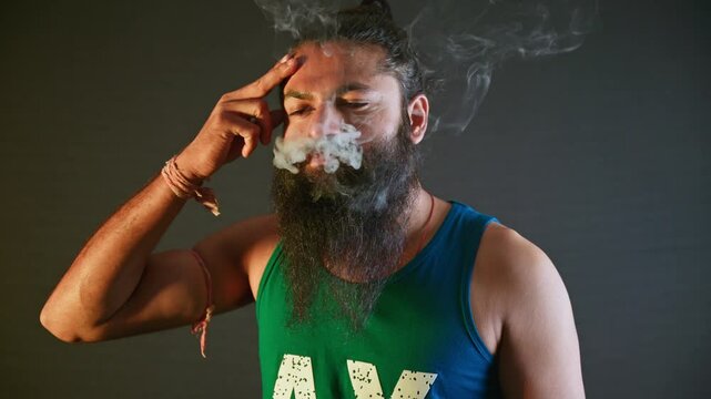 Pensive Smoker Lost in Thoughtful Contemplation