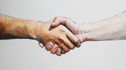 Fototapeta premium Partnership Handshake: Colored Pencil Illustration 
