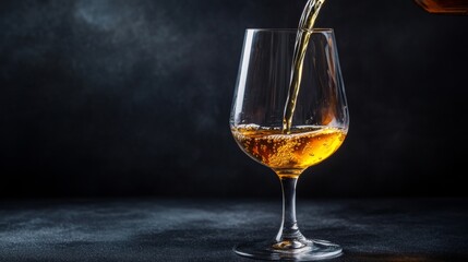 Whisky Pouring into Glass: Dark Food Photo 