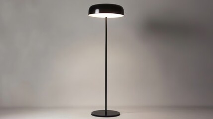 Minimalist Black Floor Lamp: Spherical Shade on White 